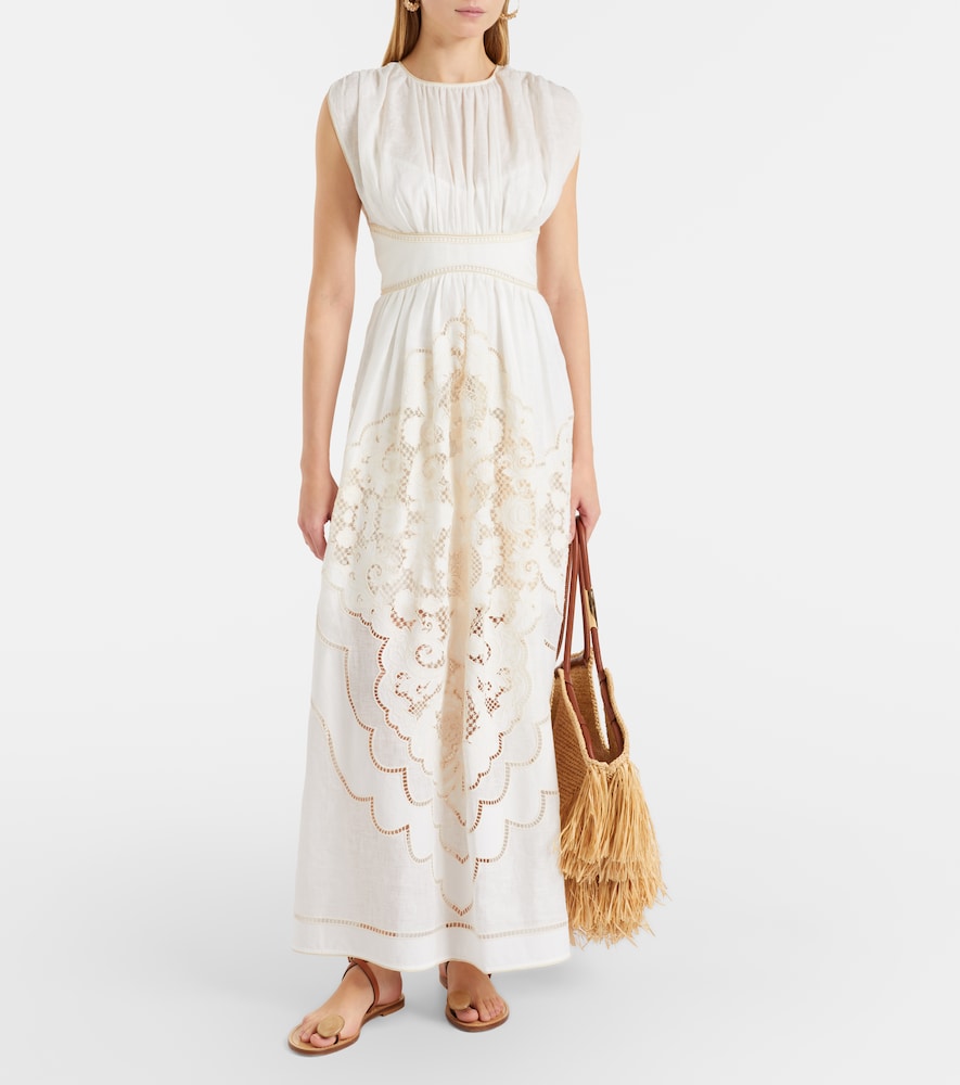 Zimmermann Zimmermann Daylight Embroidered Linen Maxi Dress 