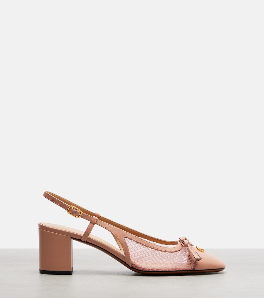  Valentino Garavani Valentino Garavani Slingback-pumps Vlogo Aus Leder Und Mesh 