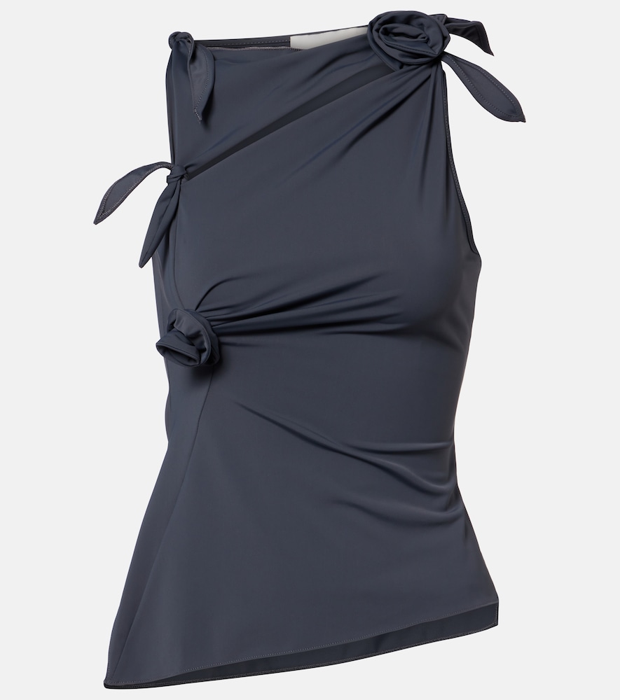 Coperni Floral-appliqué gathered jersey top