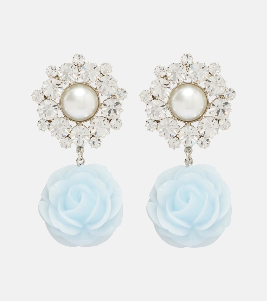 Magda Butrym Floral-appliqué embellished drop earrings
