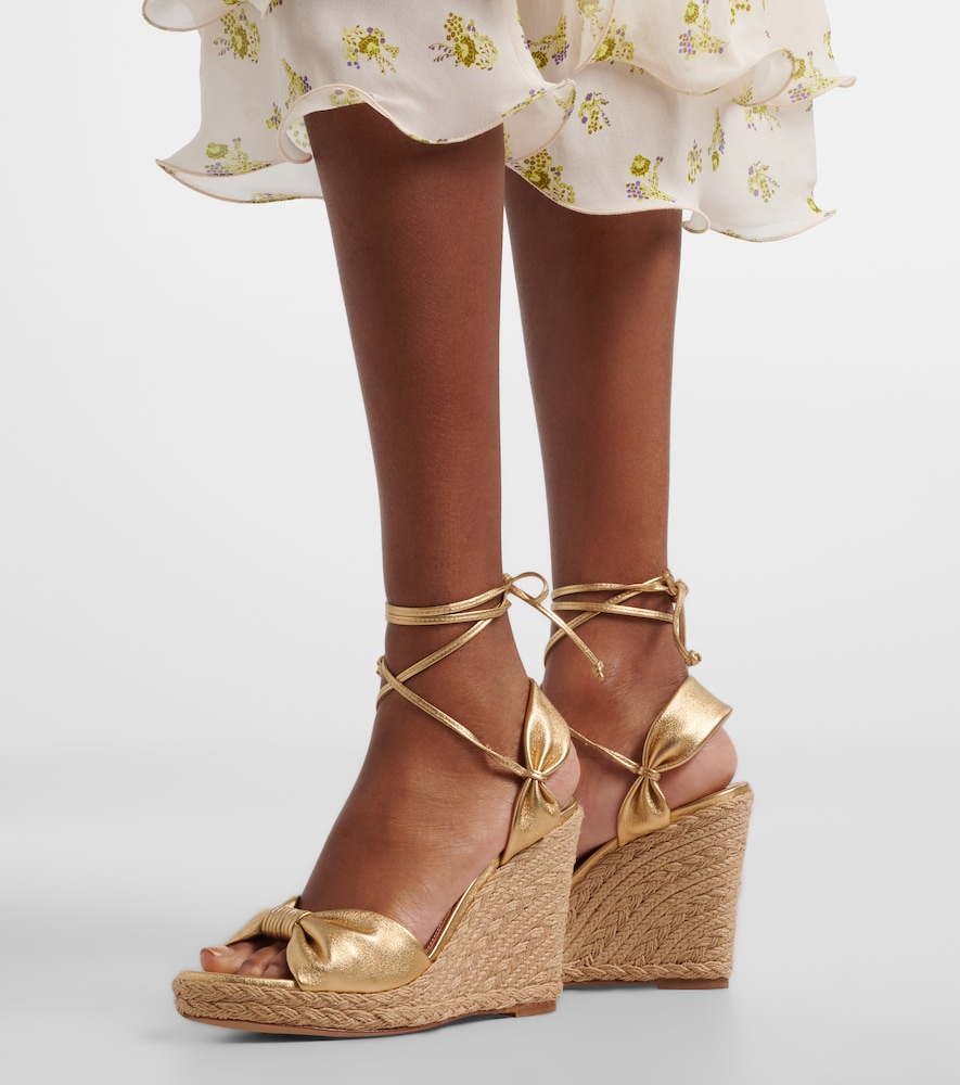 Aquazzura Carina metallic leather espadrille wedges