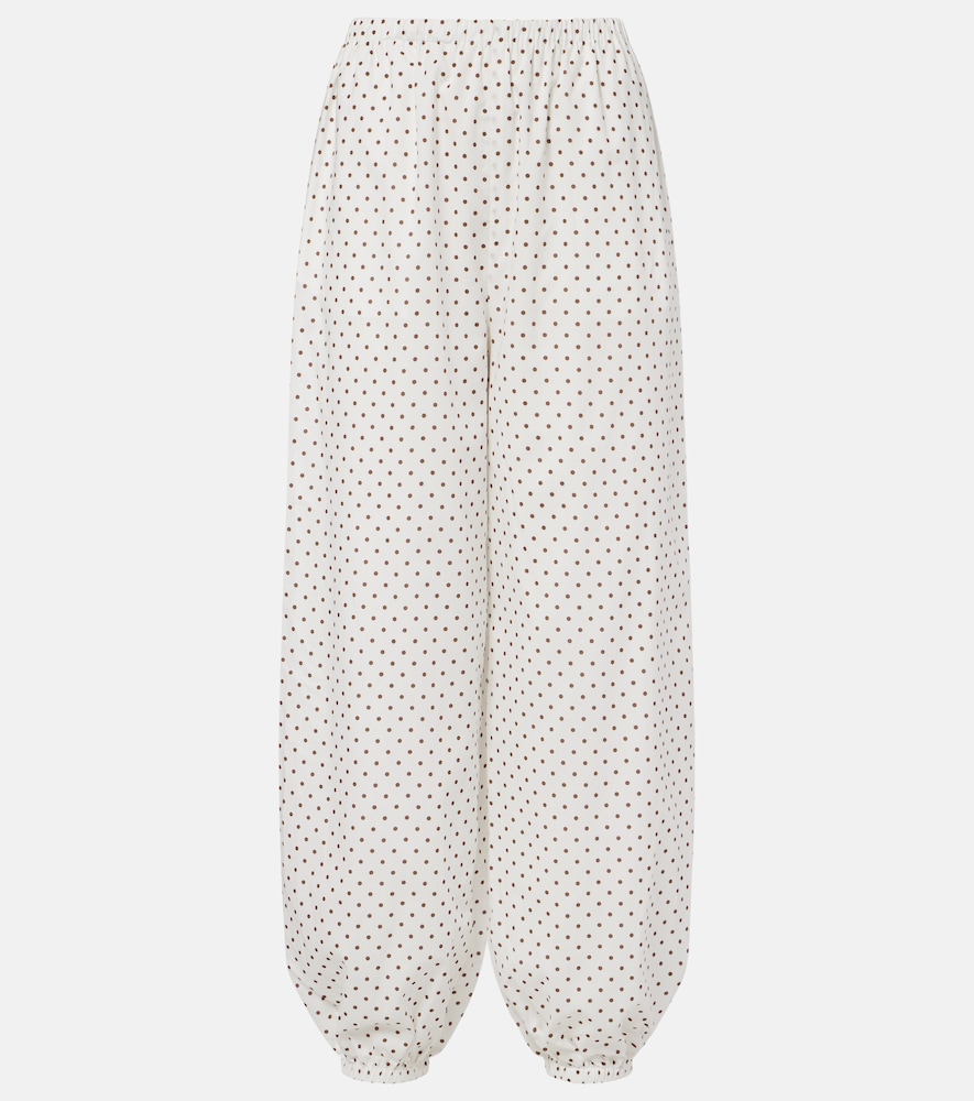 Posse Evie Polka-dot Balloon Pants In White