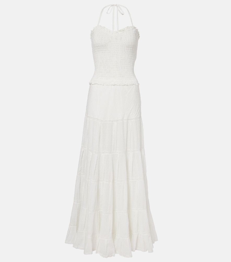 Poupette St Barth Foe shirred cotton maxi dress