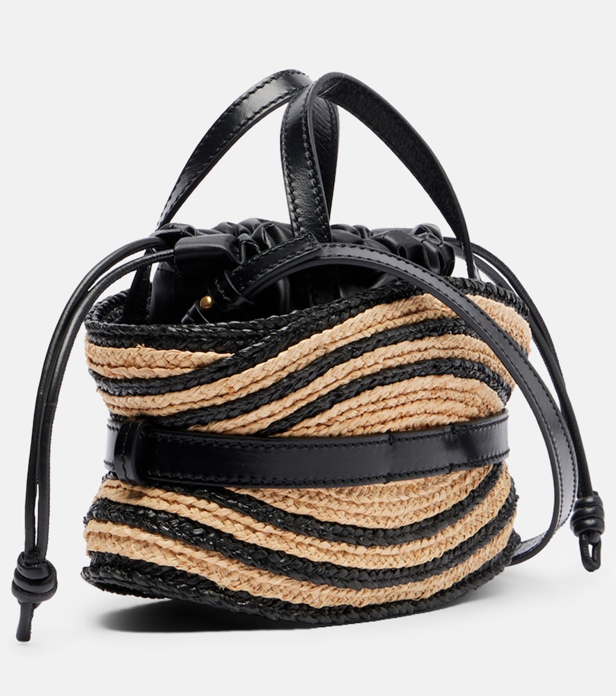  Balmain Balmain Raffia-effect Striped Top-handle Bag 