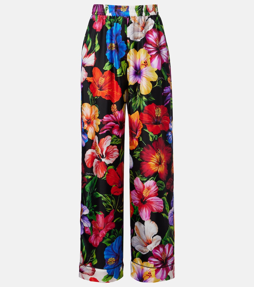 Dolce & Gabbana Floral silk satin palazzo pants