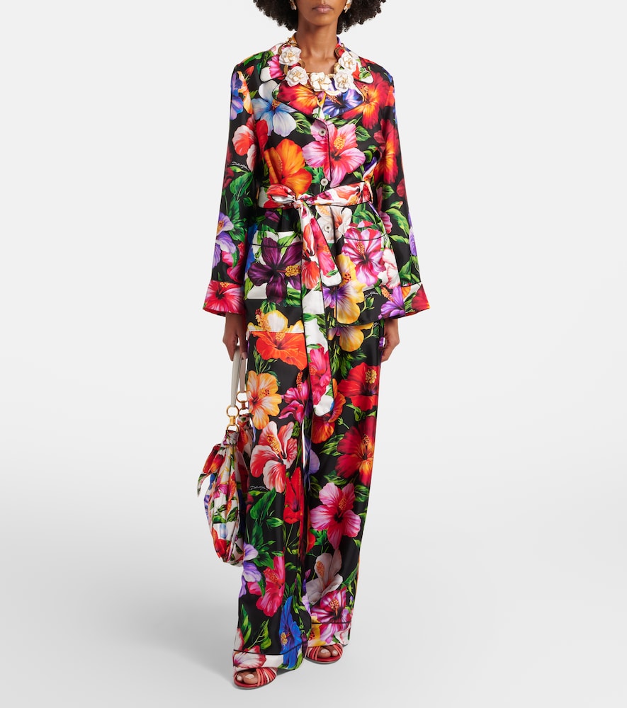  Dolce&gabbana Dolce&gabbana Floral Silk Wide-leg Pants 