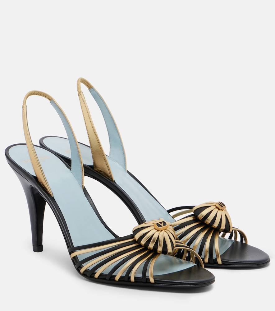 Valentino Garavani Women's Black Cour Royal Leather Slingback Sandals UK Size 3.5 - Mytheresa