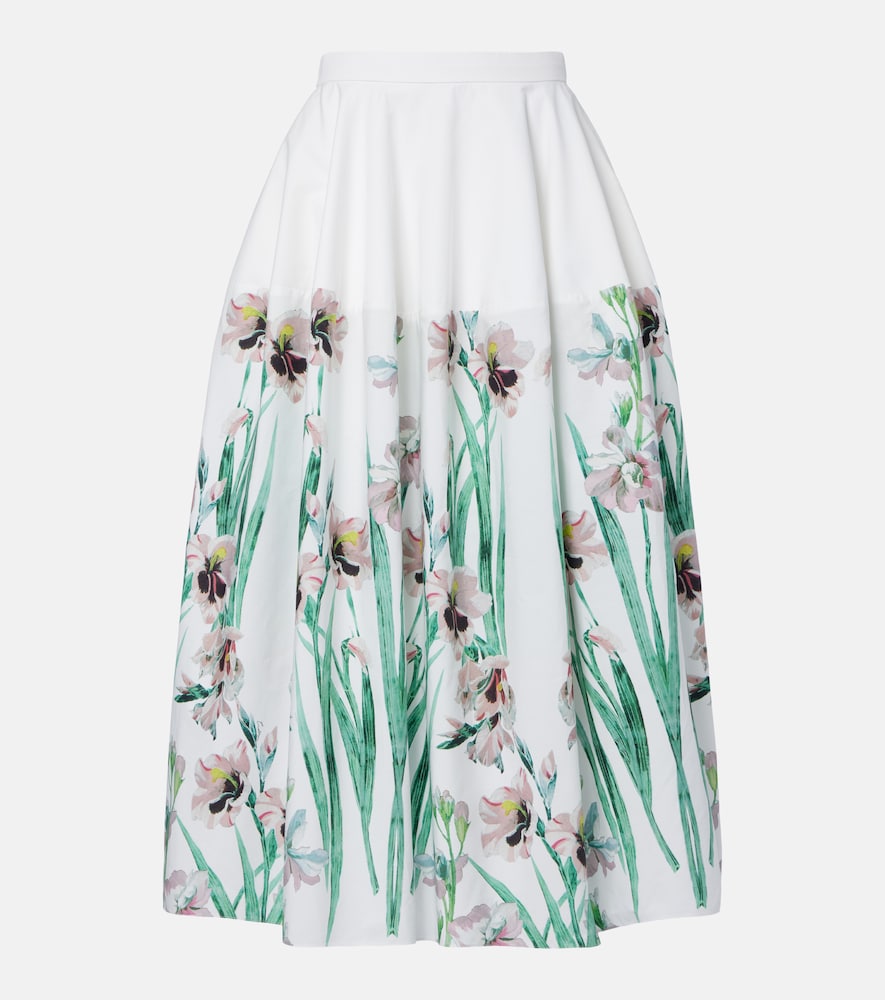 Erdem Floral cotton midi skirt