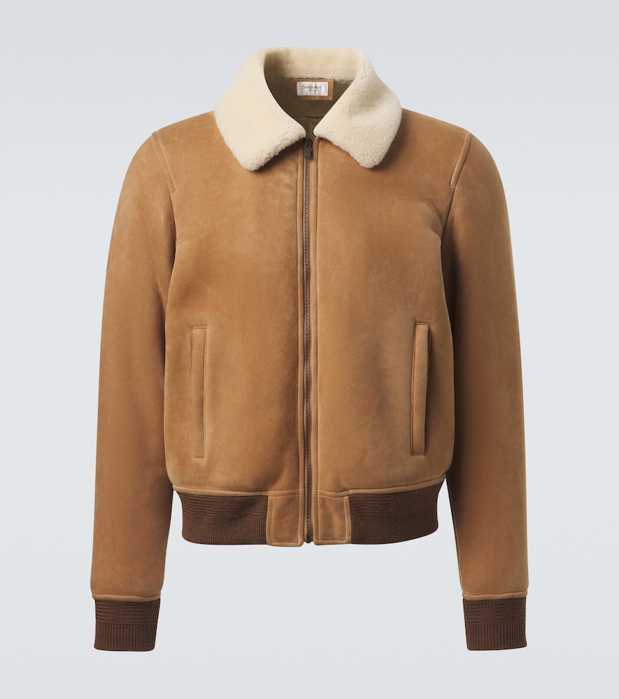 Saint Laurent Shearling Lined Suede Jacket by Saint Laurent