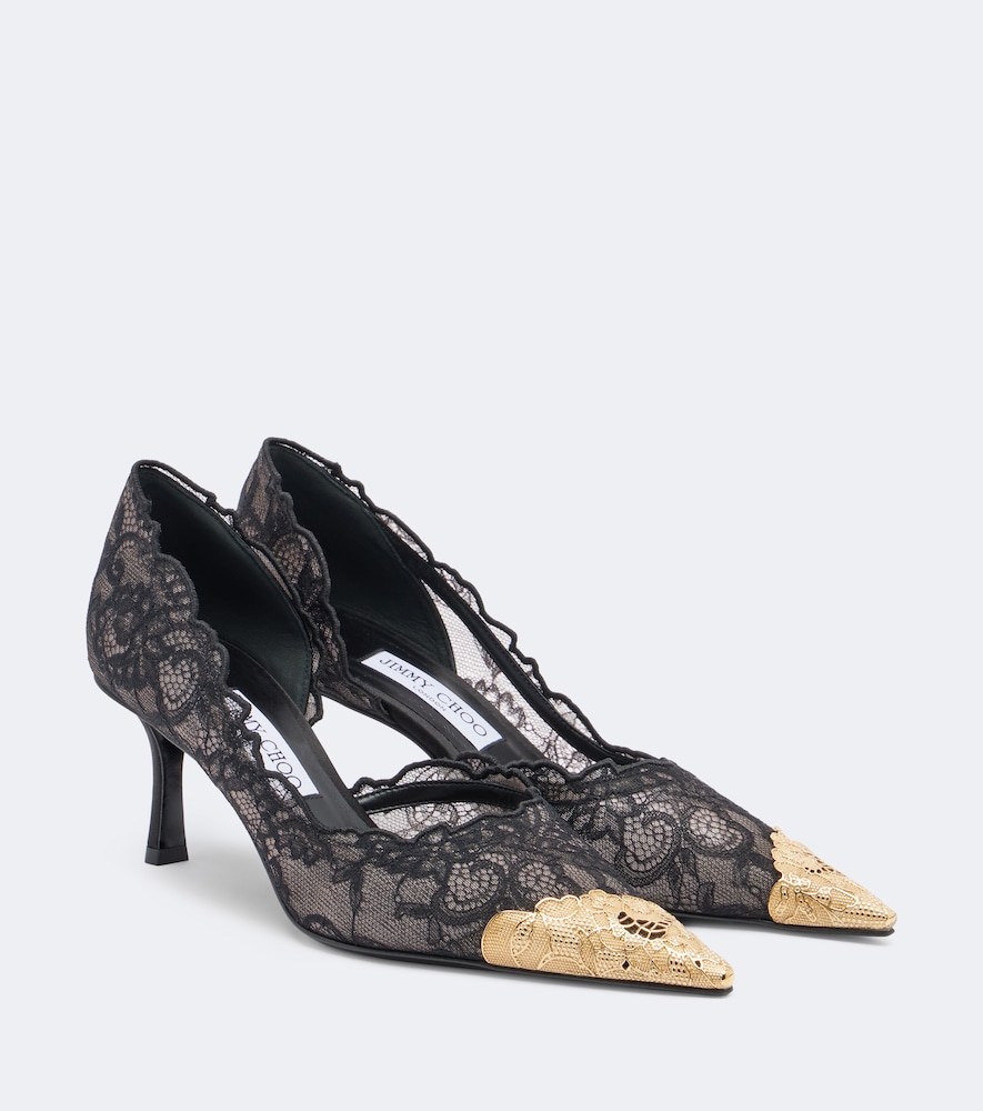 Pumps Faiz aus Spitze mit Leder