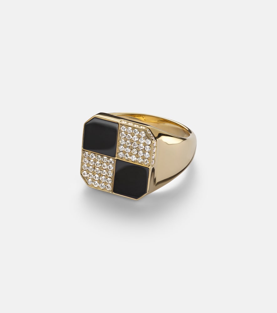 Yvonne Leon Yvonne Léon Damier 9kt gold ring with diamonds and onyx | Thumbnail 6