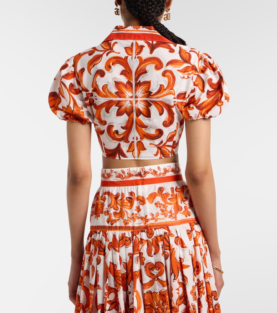 Dolce&Gabbana Majolica Cropped Cotton Poplin Blouse
