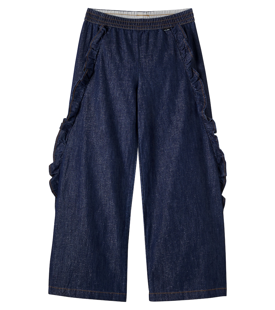 Molo Blue Ariana Ruffled Cotton-Blend Pants Y Size 4 - Mytheresa