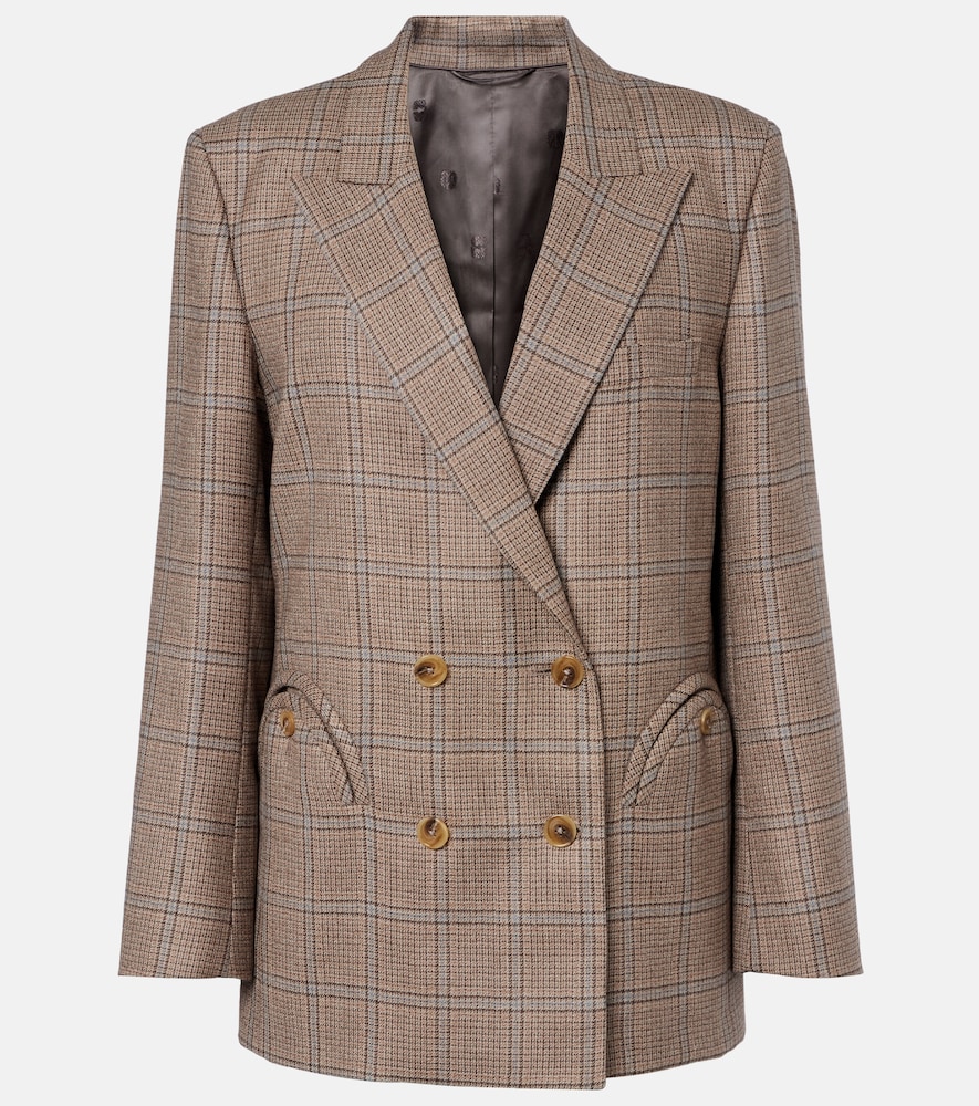 Blazé Milano Everynight Checked Double-breasted Wool Blazer In Brown