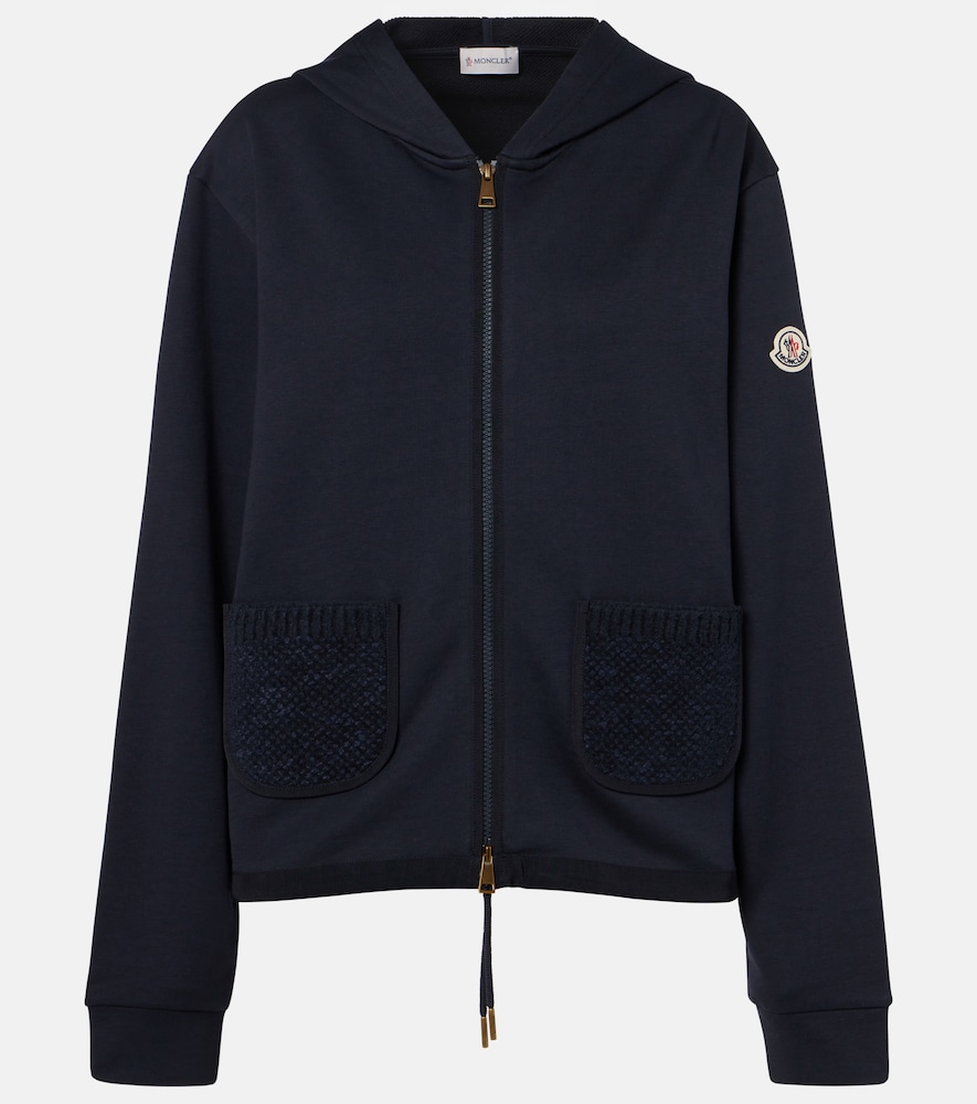 Moncler Women's Blue Cotton-Blend Zip-Up Hoodie UK Size 10 - Mytheresa