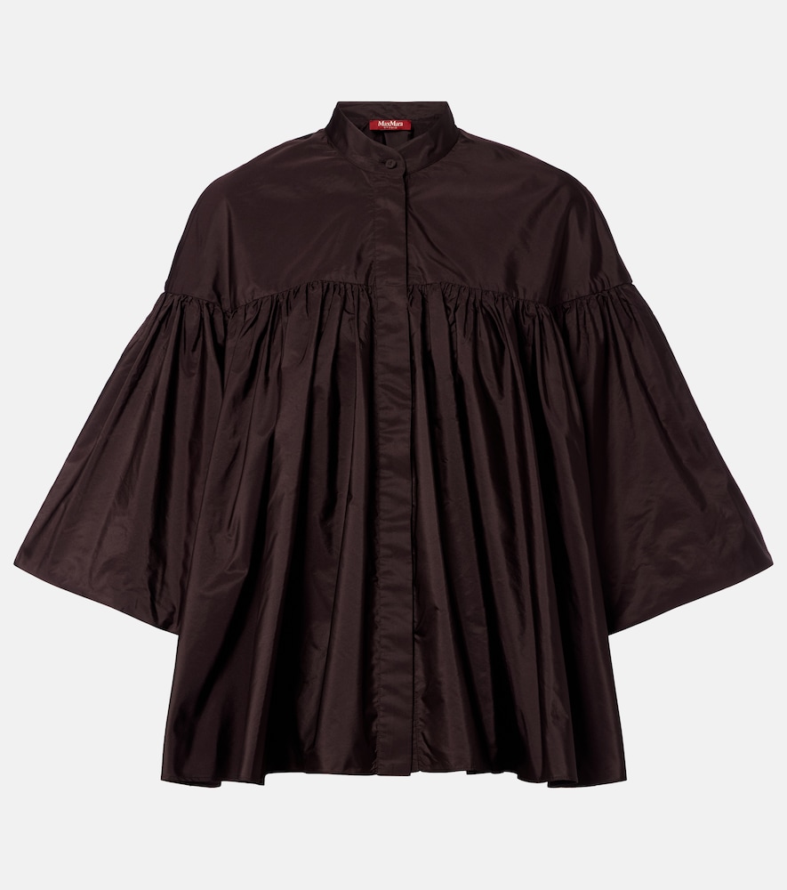 Max Mara Women's Brown Gathered Taffeta Shirt UK Size 2 - Mytheresa