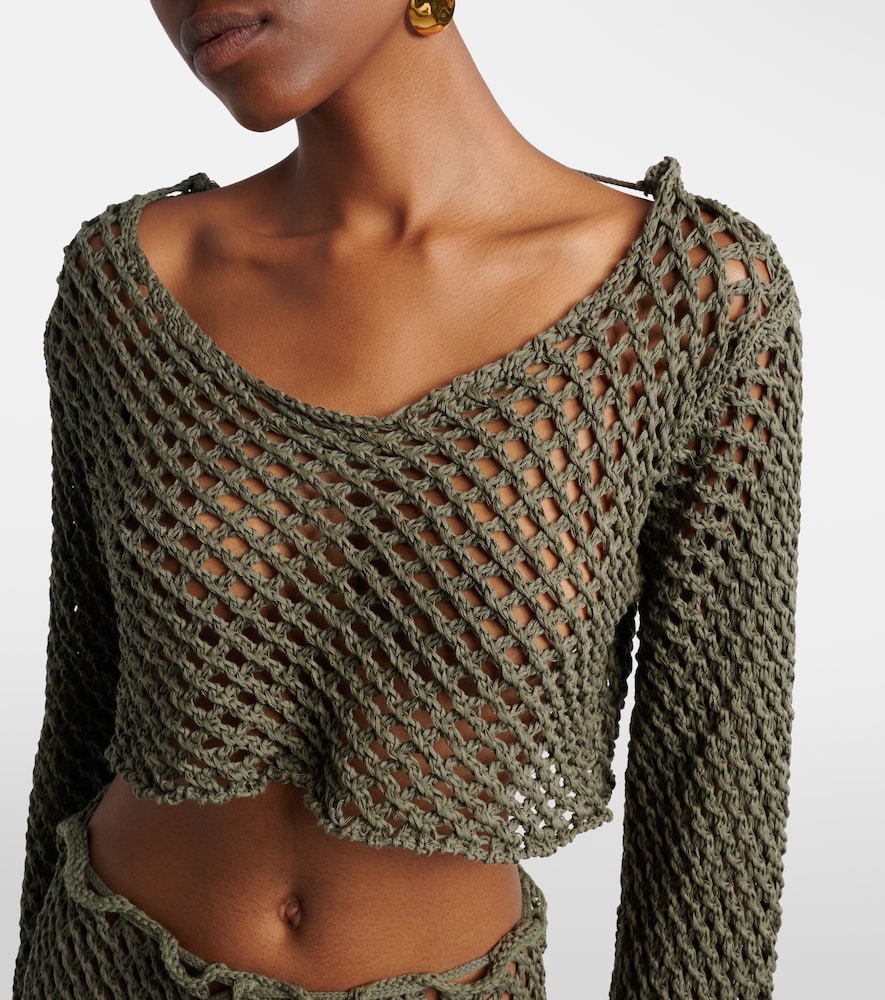 Magen Crochet Cotton-Blend Crop Top