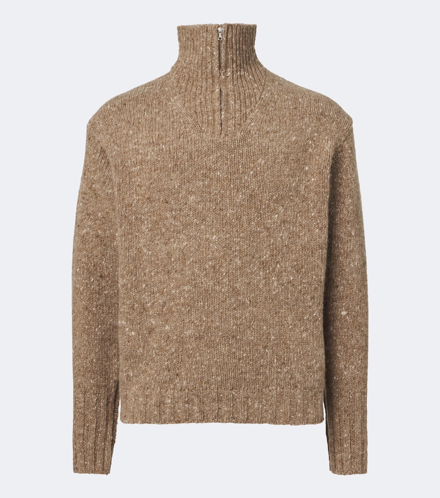 Auralee Wool Half-zip Sweater In Brown