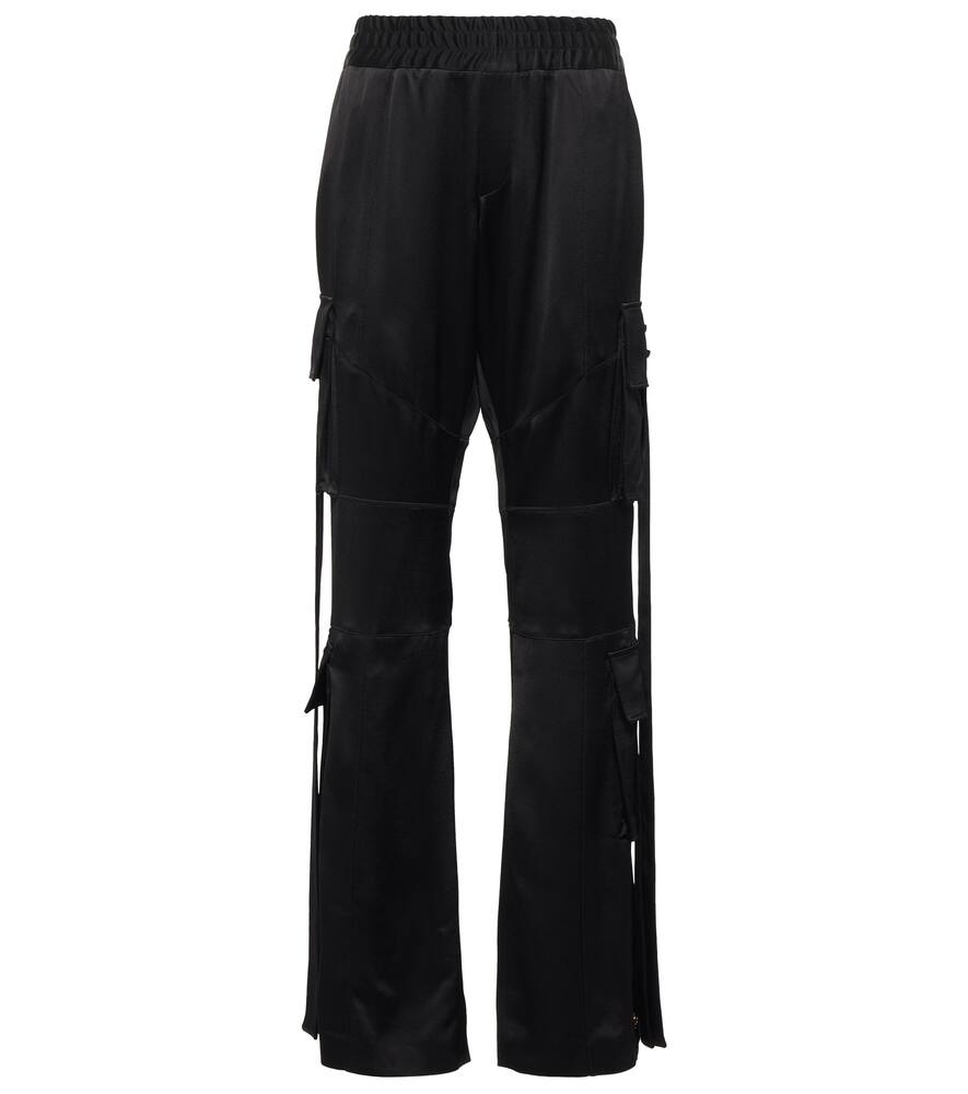 Balmain Satin Cargo Trousers In Noir