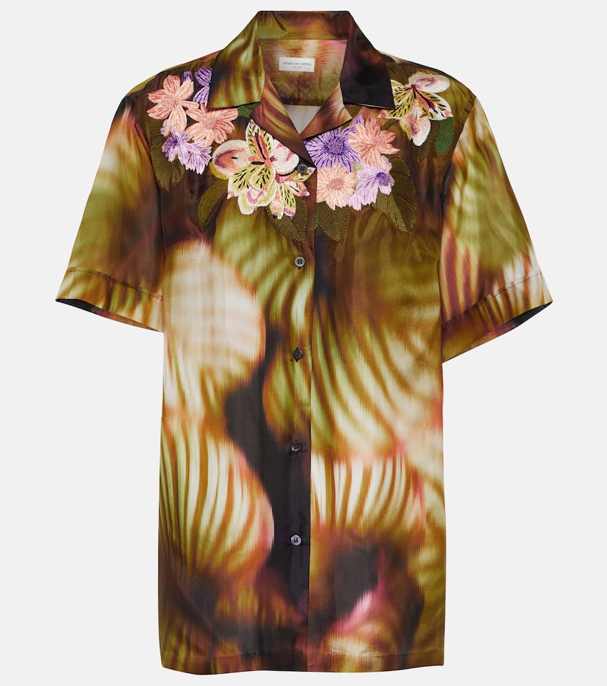 Dries Van Noten Embroidered printed silk shirt