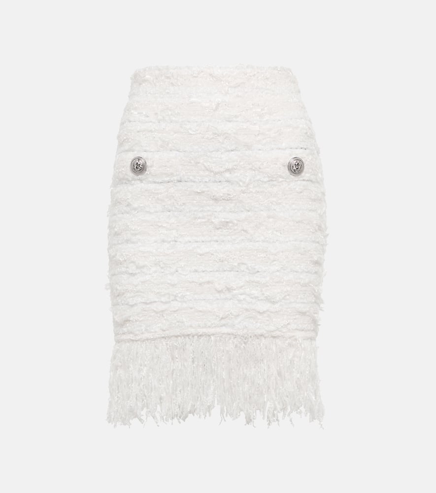 Balmain Fringed tweed miniskirt