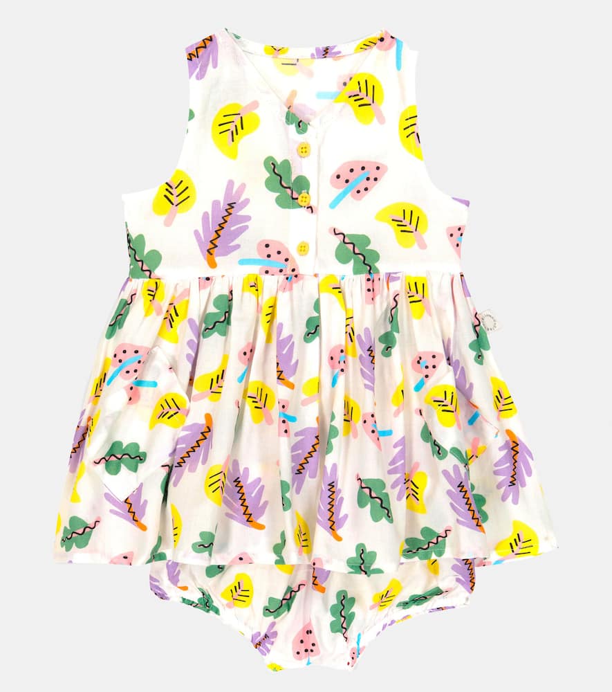 Stella Mccartney Baby Printed Cotton Dress And Bloomers Set In White/colourful