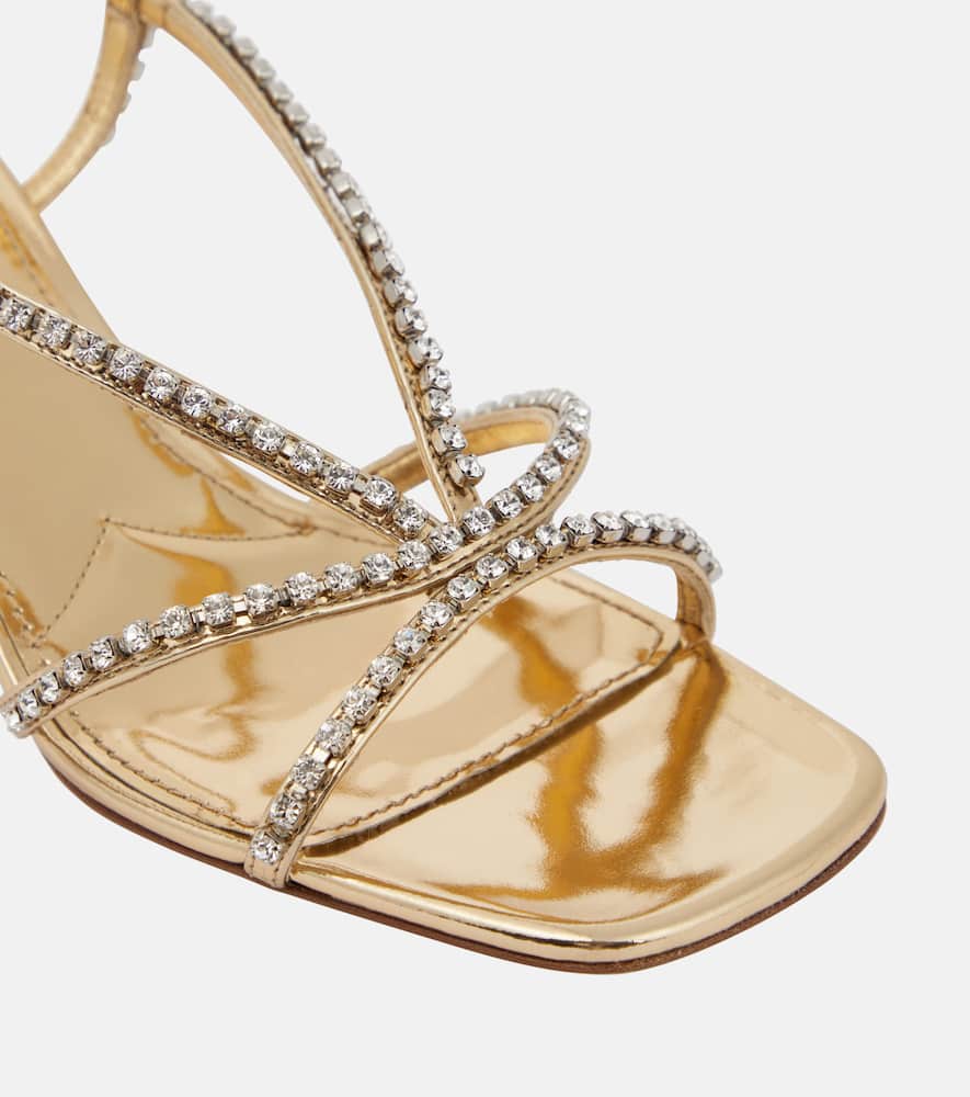 Miu Miu Embellished Metallic Leather Sandals In Gold