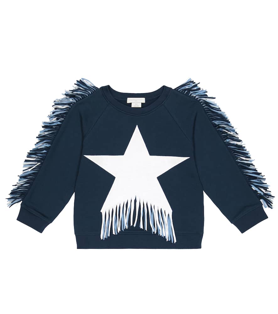 Stella McCartney Kids Fringed cotton jersey sweatshirt