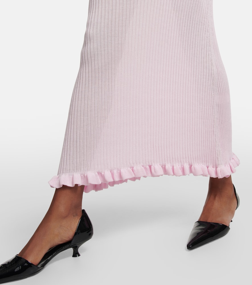 Shop Khaite Nolita Ribbed-knit Slip Dress In Pink