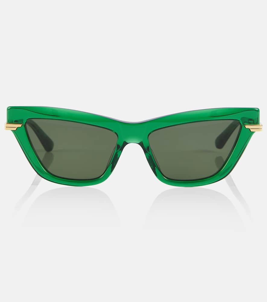 Bottega Veneta Angle Cat-eye Sunglasses In Green-gold-green