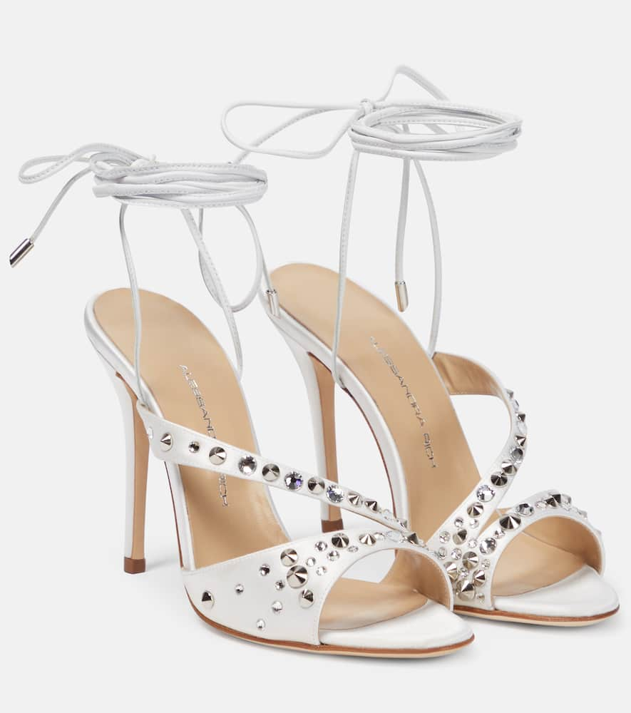 Alessandra Rich Crystal-embellished Satin Sandals In White