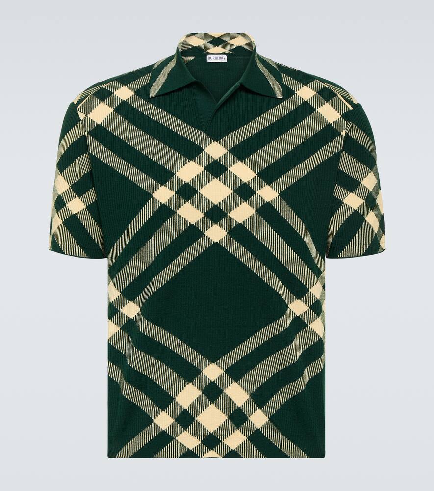 Burberry Checked wool-blend polo shirt