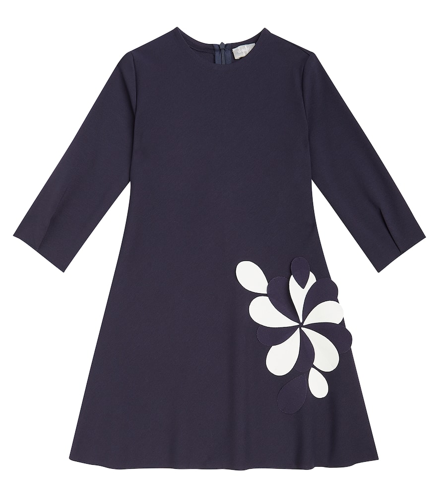 Il Gufo Kids' Floral-appliqué Jersey Dress In Blue