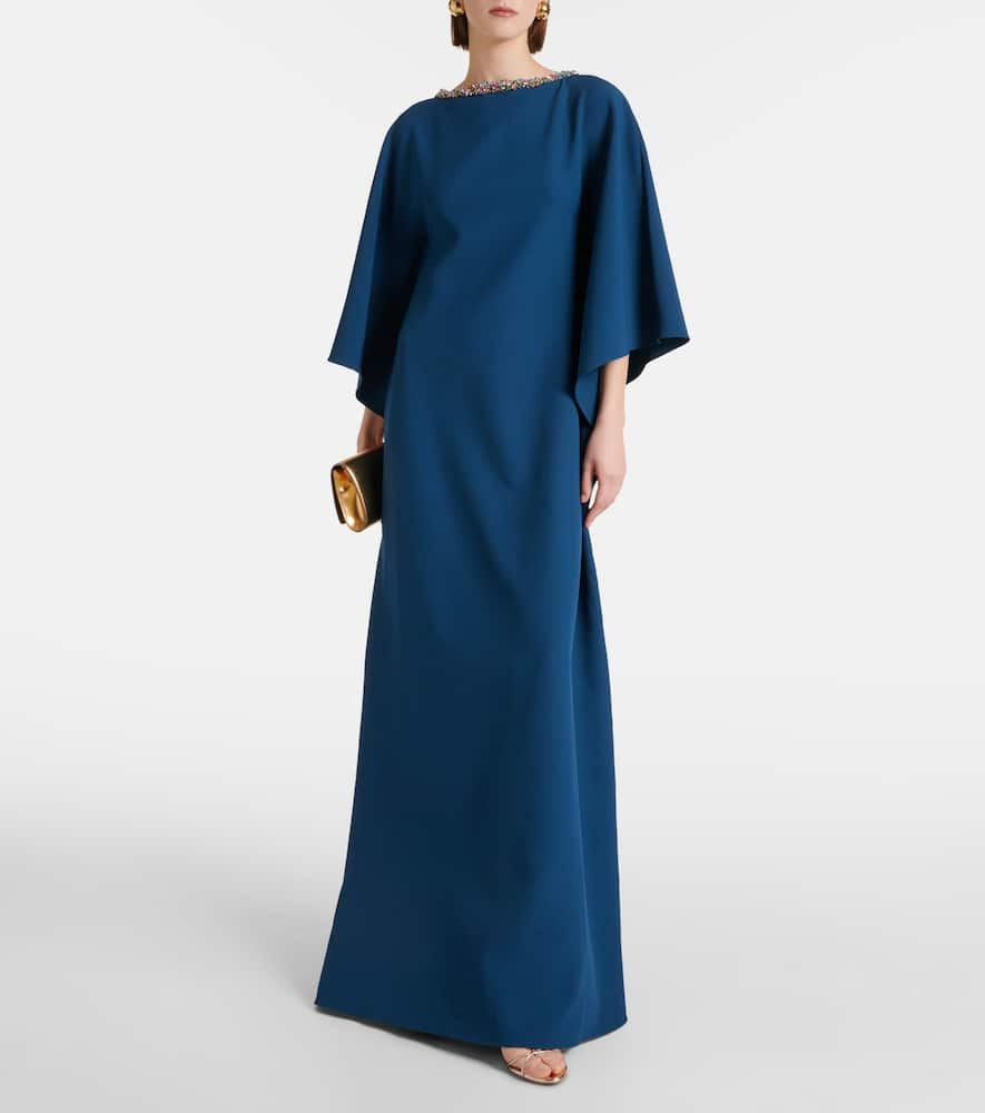 Shop Safiyaa Amarella Embellished Crêpe Gown In Blue