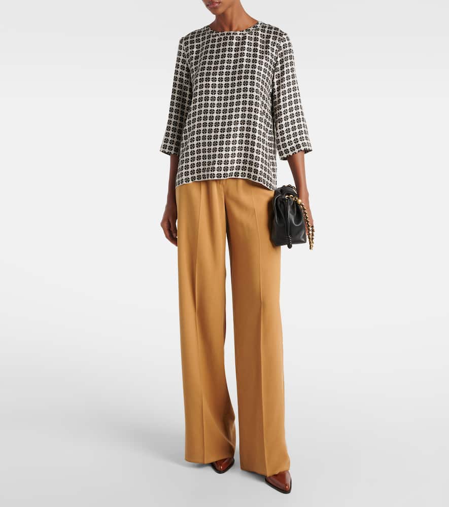 S Max Mara Ribes Checked Silk Top In White