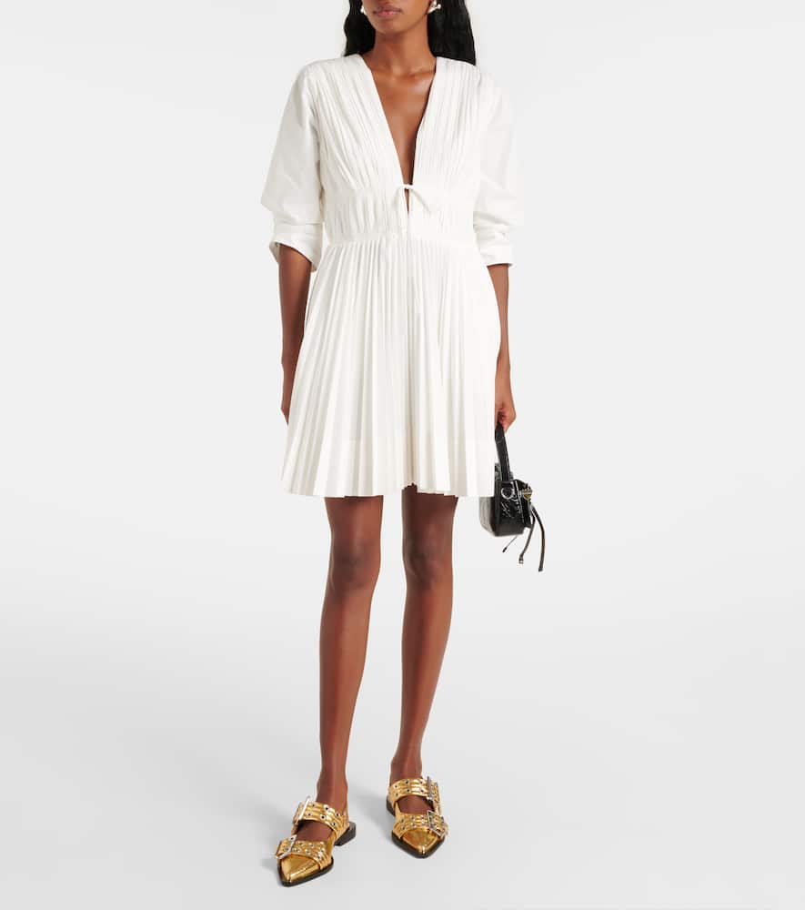 Ganni Buckle Faux Leather Ballet Flats In Gold