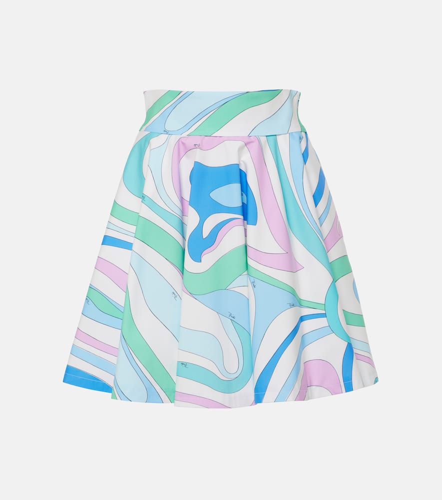 Shop Pucci Marmo Cotton Poplin Miniskirt In Blue