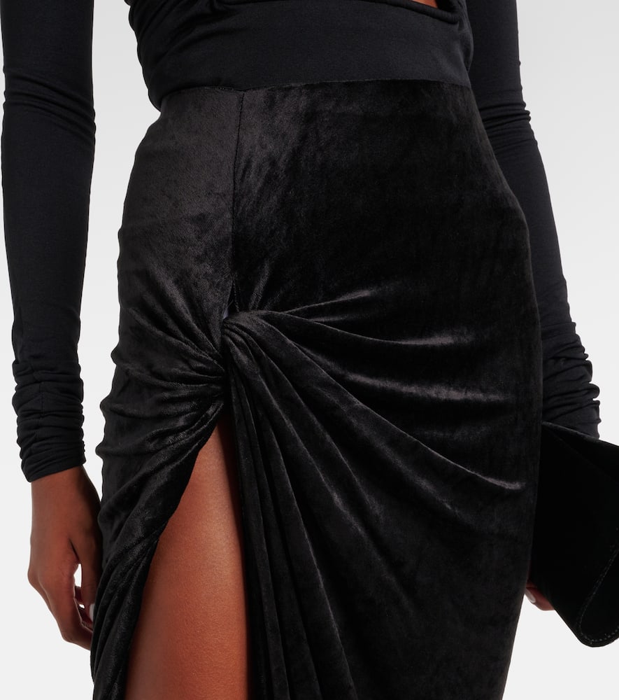 Rick Owens Lilies Twist Edfu Velvet Maxi Skirt In Black