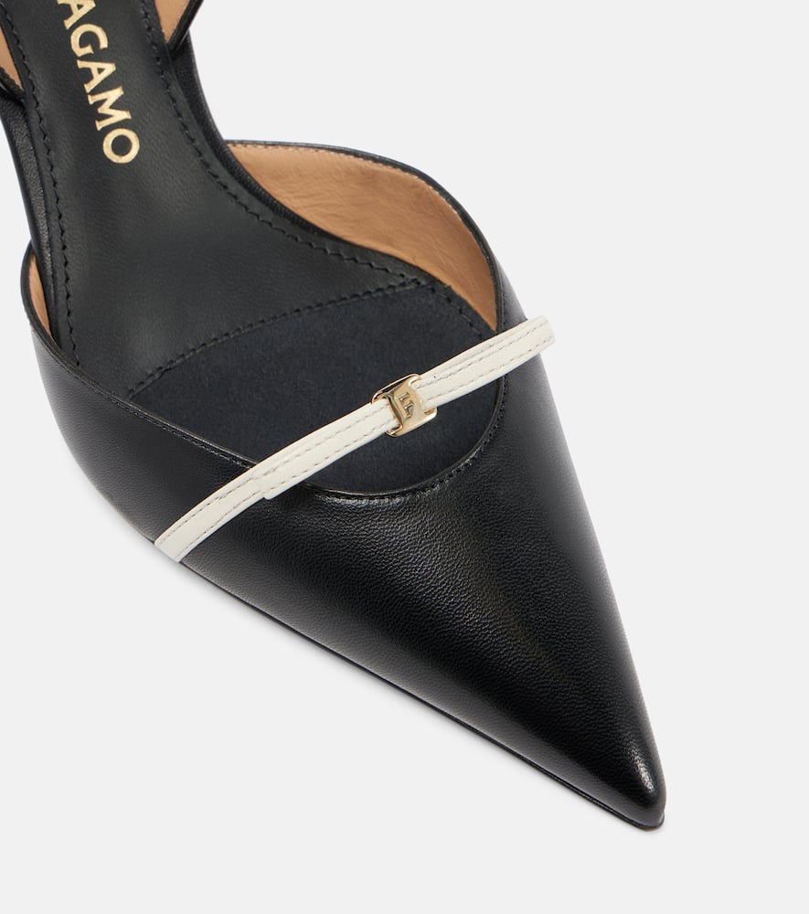 Ferragamo Gylla 70 Leather Slingback Pumps In Black