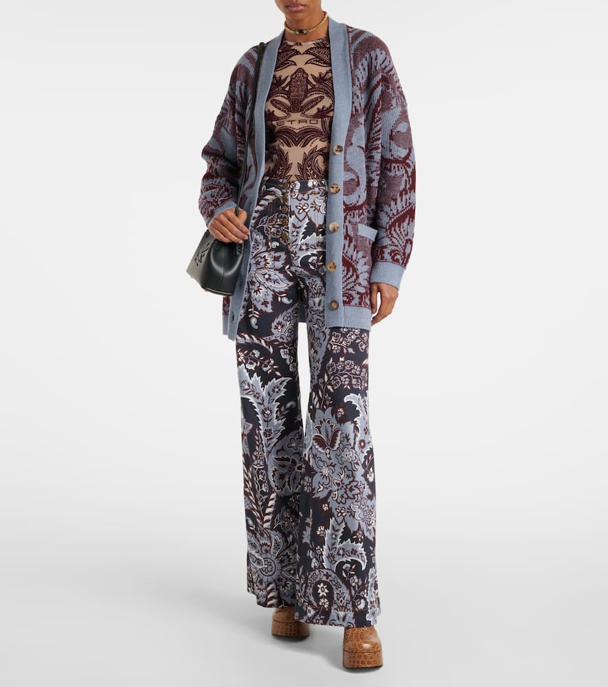 Etro Red Frog Motif Flocked Tulle Top In Multicoloured