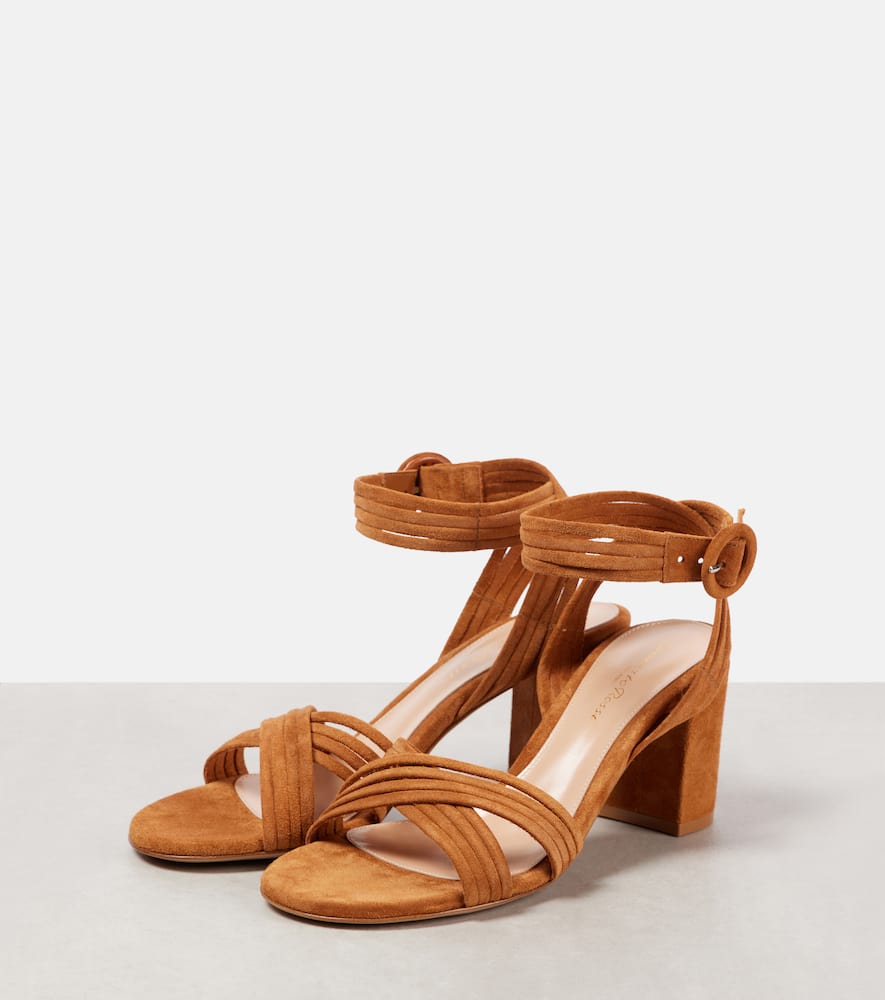 Gianvito Rossi Lianne Criss-cross 70 Suede Sandals In Brown