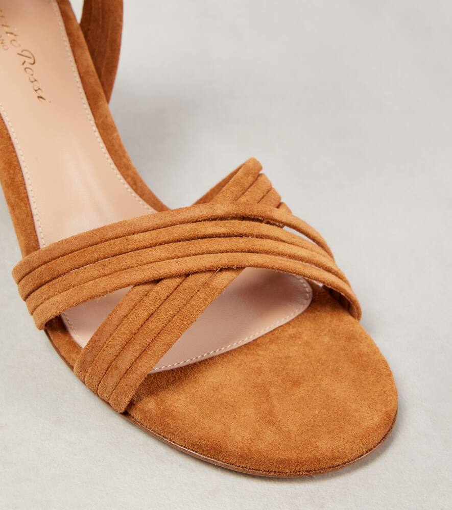 Gianvito Rossi Lianne Criss-cross 70 Suede Sandals In Brown