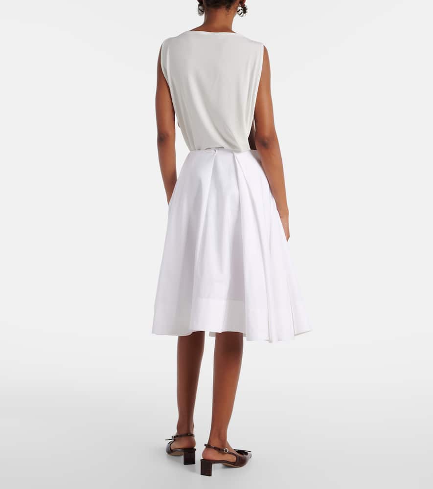 Shop Jacquemus Salon Cotton Poplin Midi Skirt In White