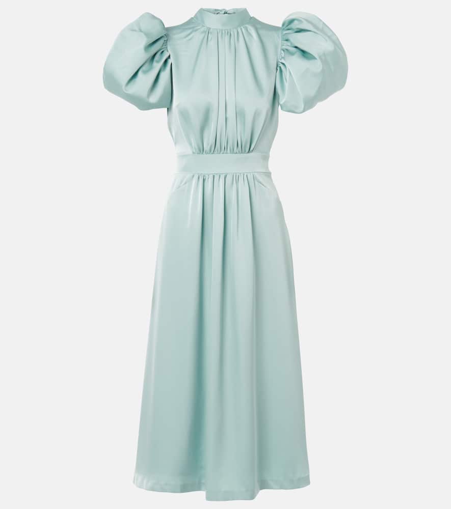 Gathered satin midi dress