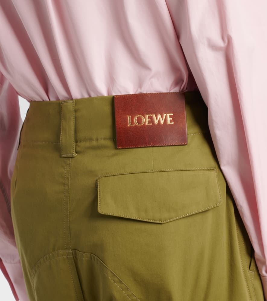 Loewe Cotton And Silk Cargo Pants In Green