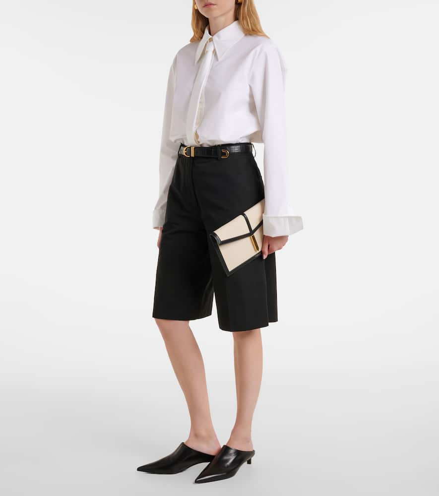Demellier Tokyo Leather-trimmed Canvas Clutch