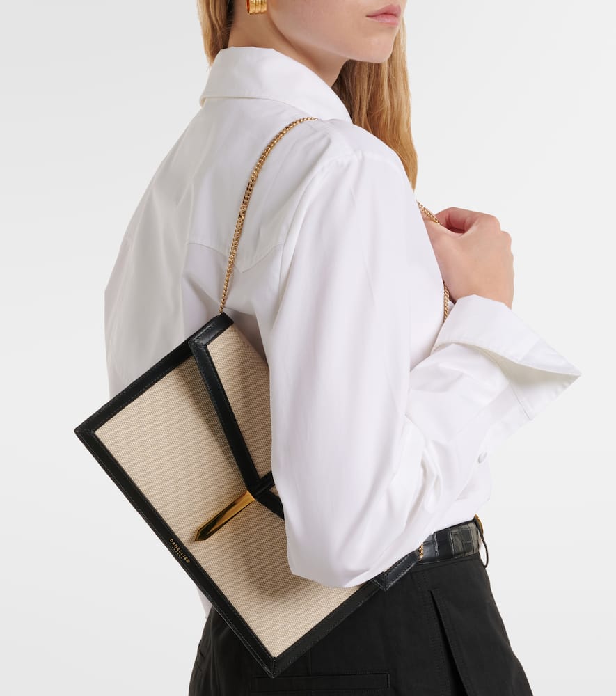Demellier Tokyo Leather-trimmed Canvas Clutch