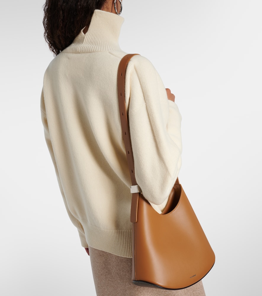 Jil Sander Eldorado Small Leather Shoulder Bag In Brown