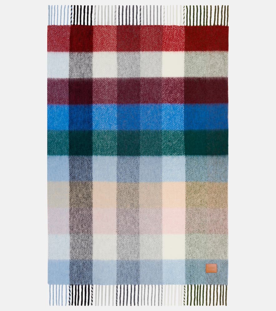 Loewe Checked Alpaca And Wool-blend Blanket In Multi