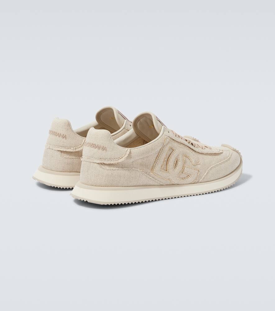 Dolce & Gabbana Leather-trimmed Canvas Sneakers In Neutral
